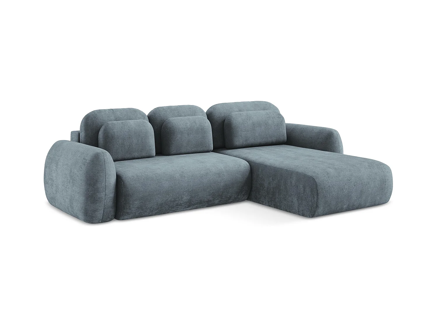 Canapé d'angle droit convertible en tissu chenille - jeans - LOHI