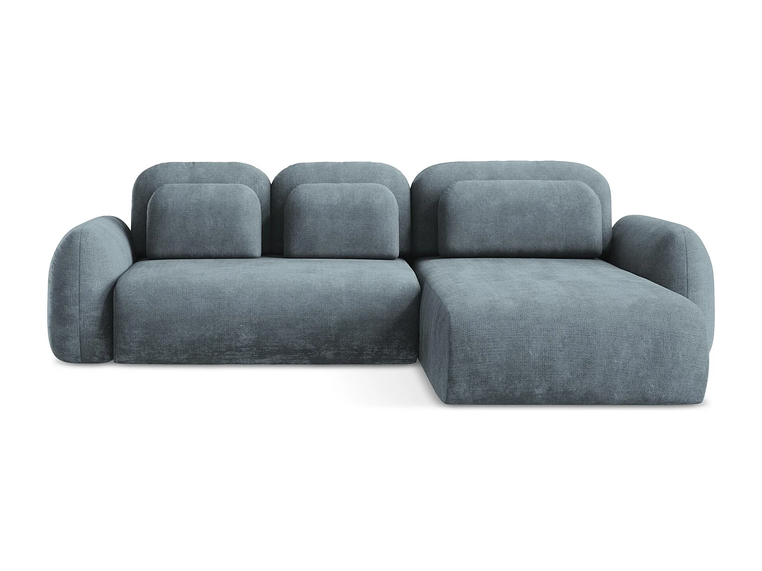 Canapé d'angle droit convertible en tissu chenille - jeans - LOHI