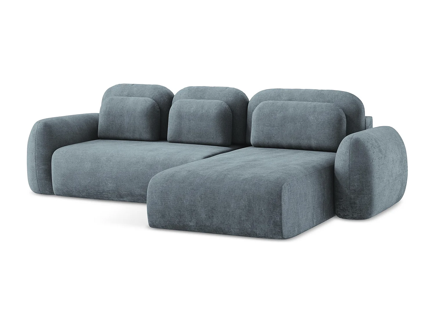 Canapé d'angle droit convertible en tissu chenille - jeans - LOHI