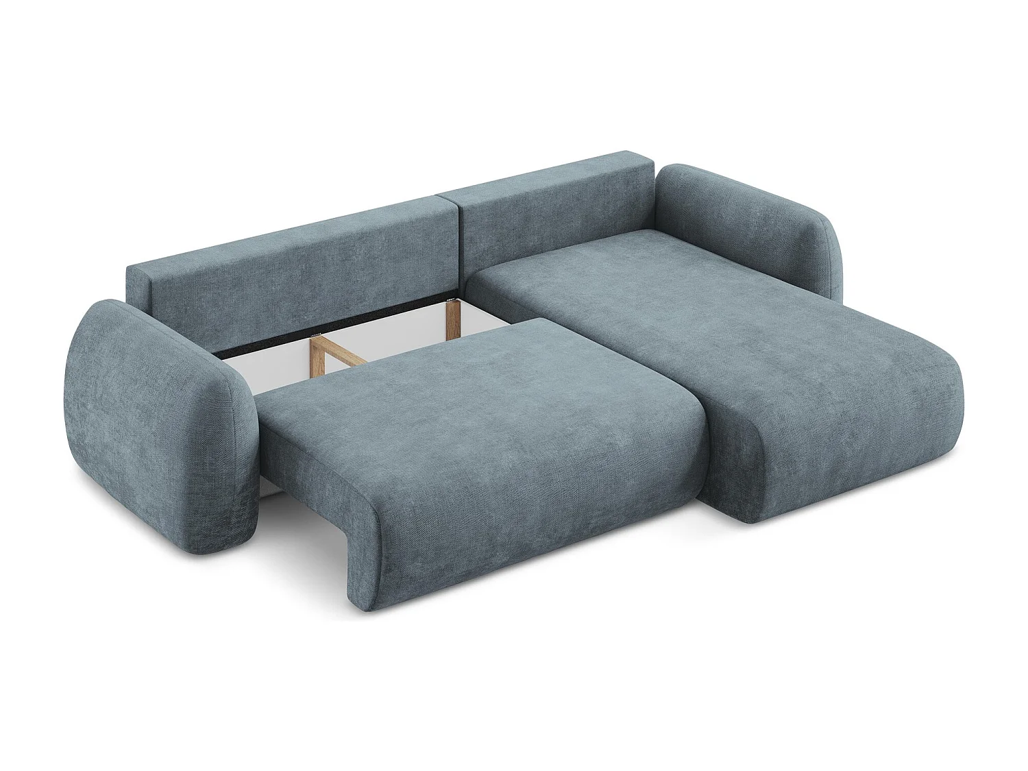 Canapé d'angle droit convertible en tissu chenille - jeans - LOHI