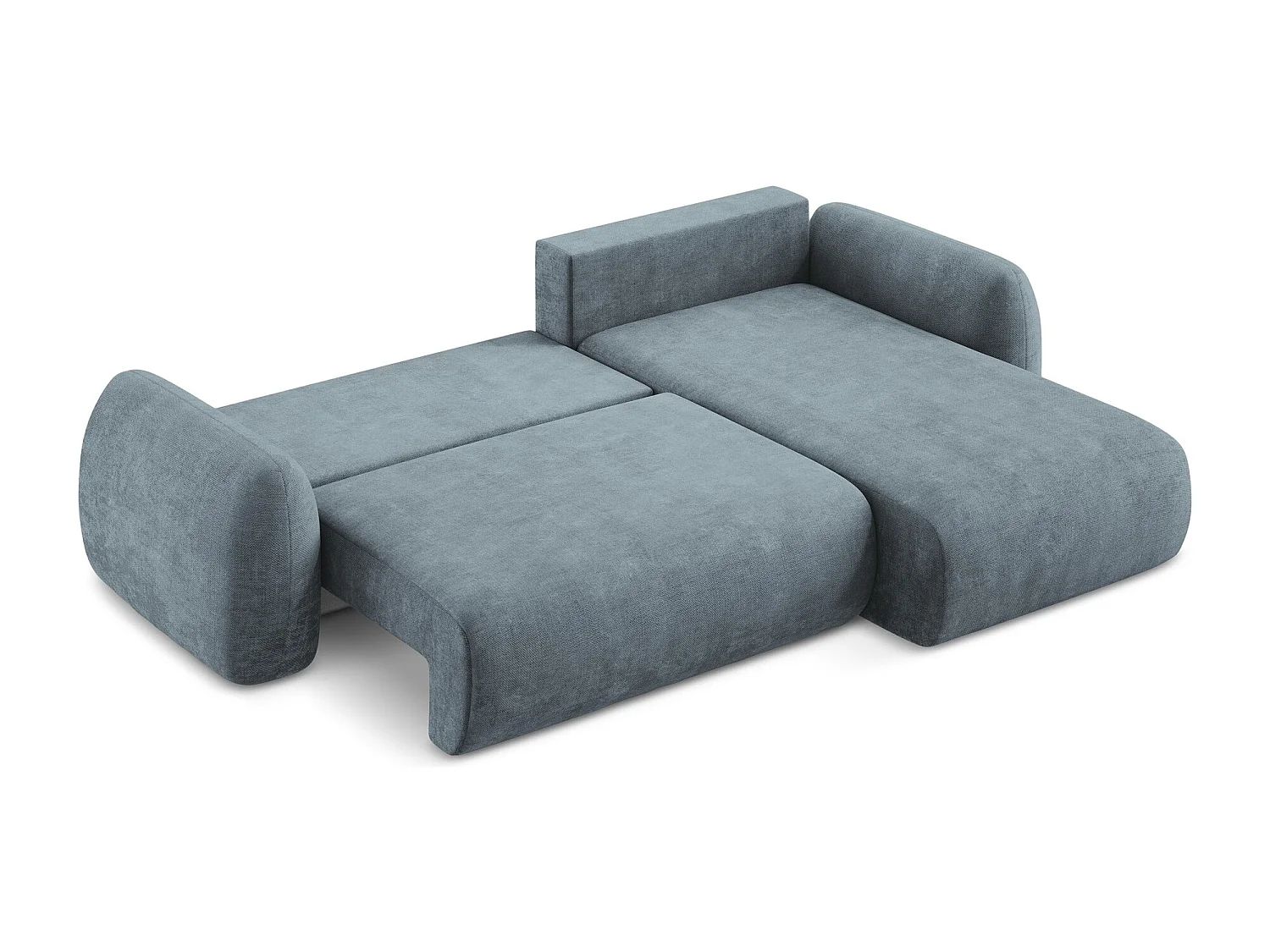 Canapé d'angle droit convertible en tissu chenille - jeans - LOHI