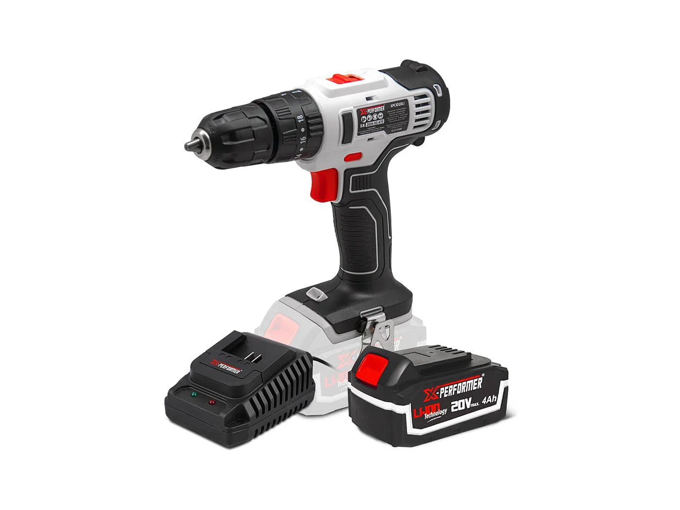 Perceuse visseuse à percussion 20V X-Performer avec batterie 4Ah et chargeur rapide 2H – Mandrin 10 mm