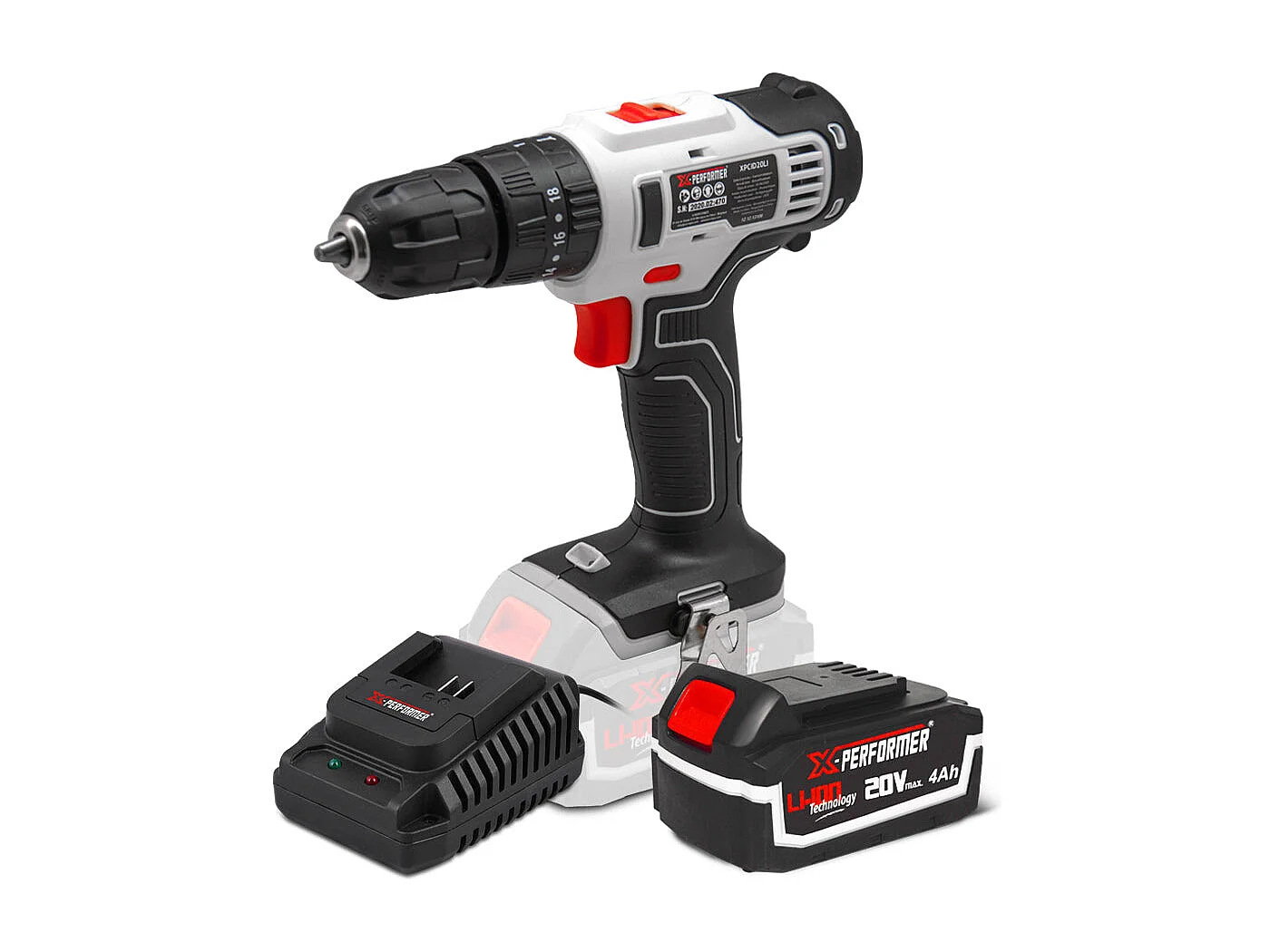 20V X-Performer klopboormachine met 4Ah batterij en 2H snellader - 10 mm boorkop