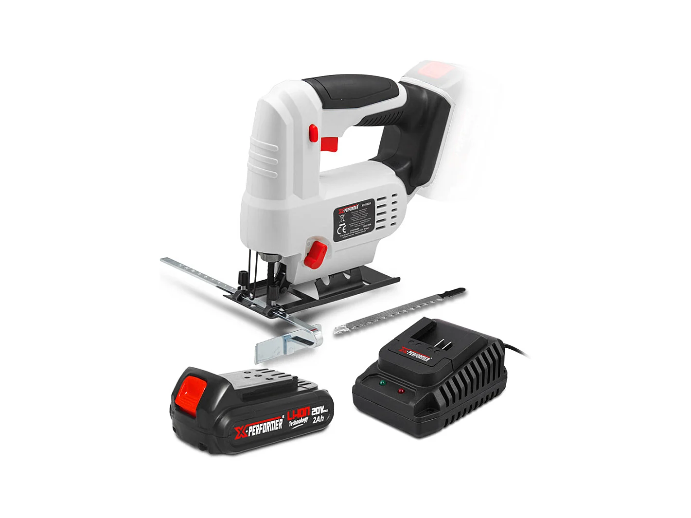 Scie sauteuse pendulaire sans fil 20V X-Performer – Coupe bois 51 mm / acier 2 mm – Avec batterie 2Ah et chargeur 1H