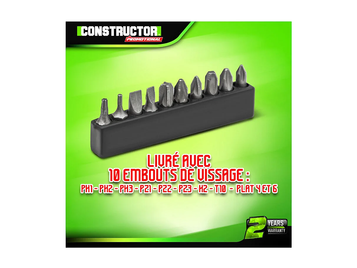 Tournevis rechargeable 3,6 V Lithium 1,3 Ah - Constructor