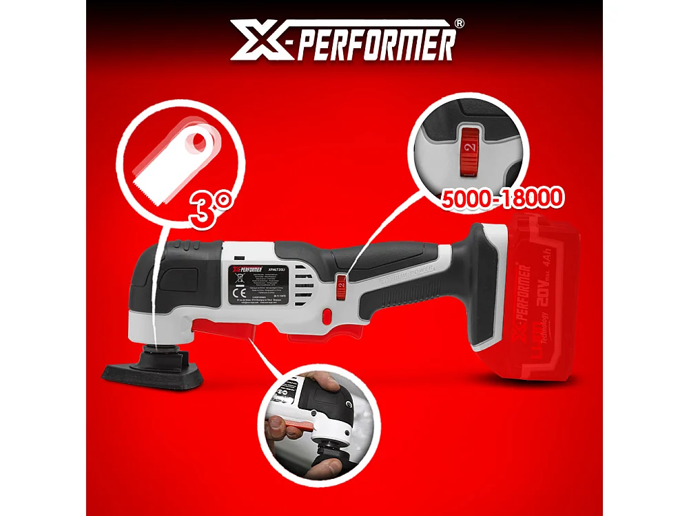 Draadloze multifunctionele tool 20V X-Performer - oscillatie 3° - zonder batterij
