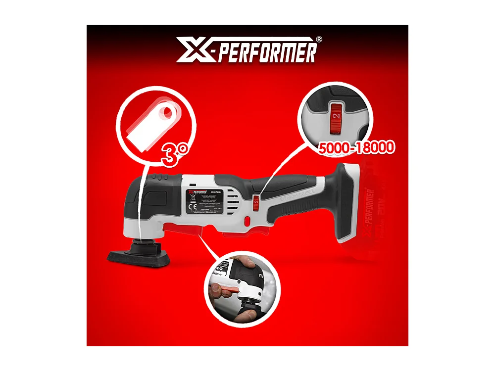 Outil multifonctions sans fil 20V X-Performer avec batterie 2Ah et chargeur rapide 1H