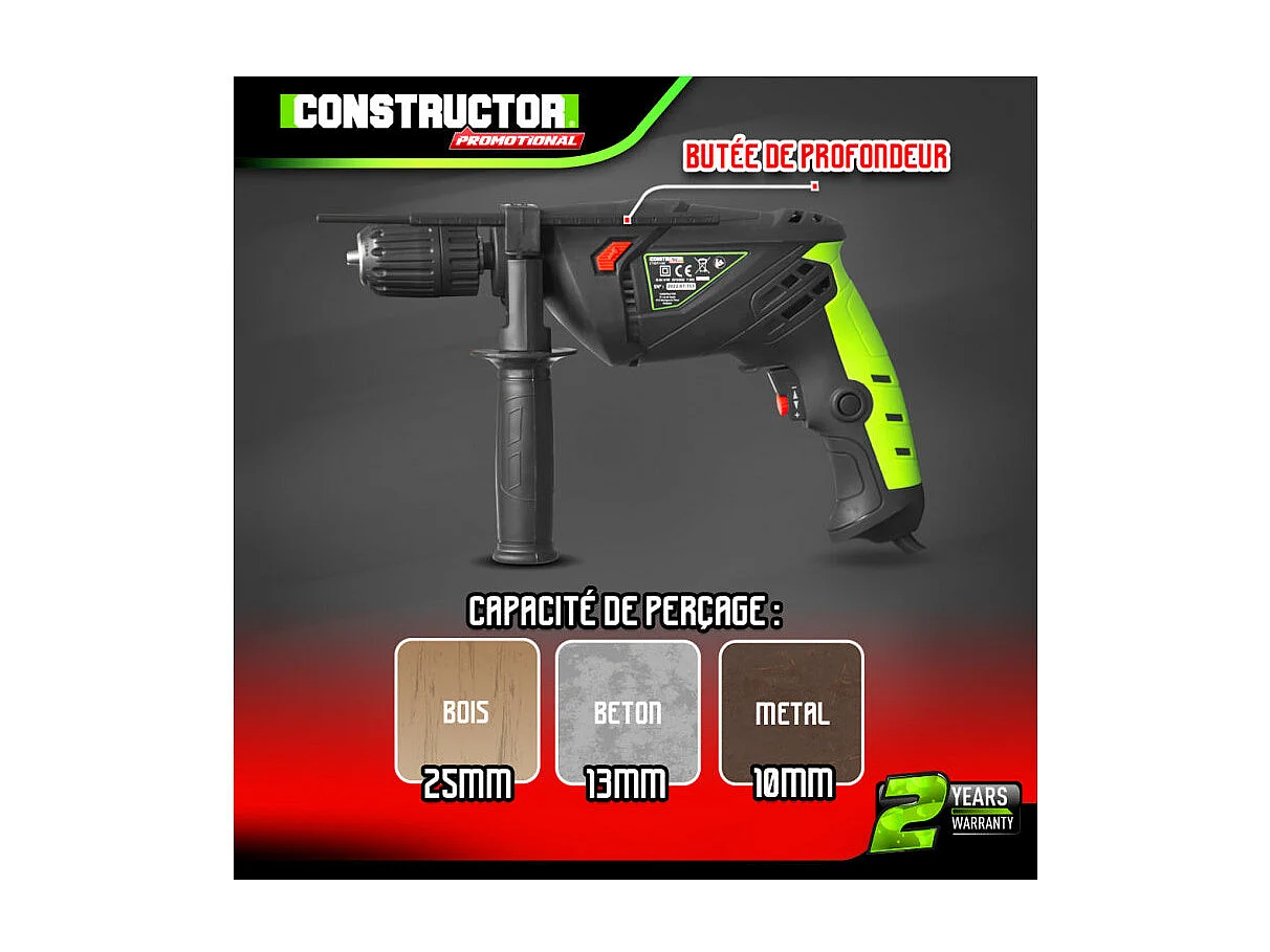 Perceuse percussion Constructor 710 W - Mandrin autoserrant 13 mm