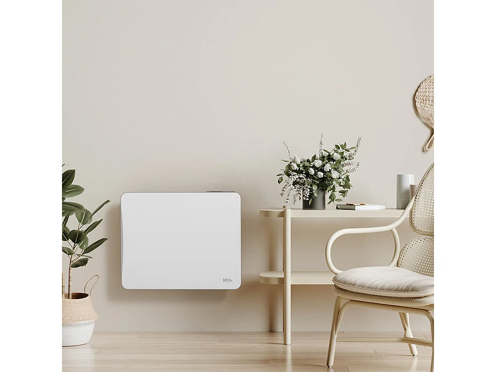 Radiateur à inertie céramique 1000 W mural – Blanc – Thermostat LCD