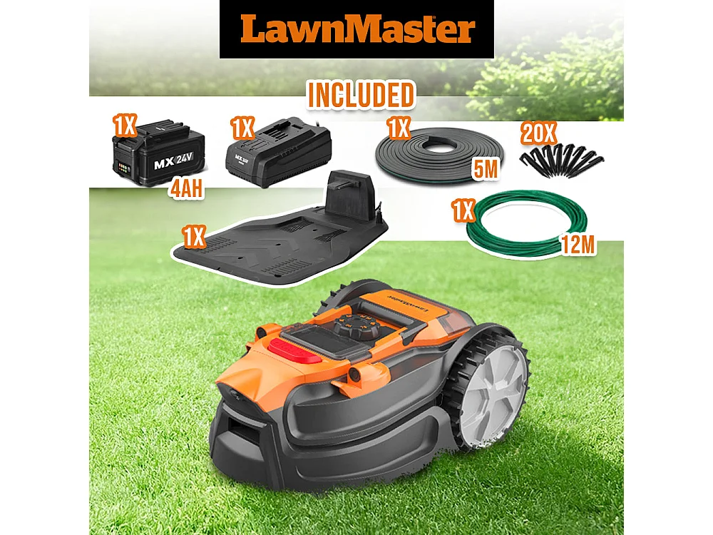 Robot tondeuse autonome Lawn Master VBRM20D - 24V - 800 m² - Sans fil périmétrique