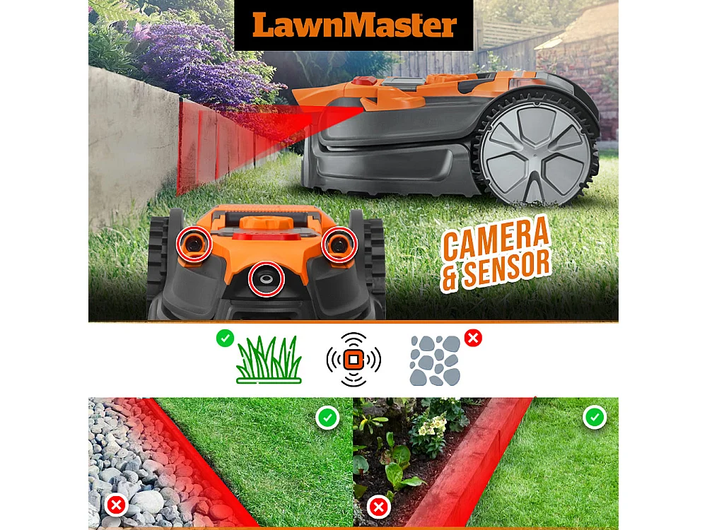 Robot tondeuse autonome Lawn Master VBRM20D - 24V - 800 m² - Sans fil périmétrique