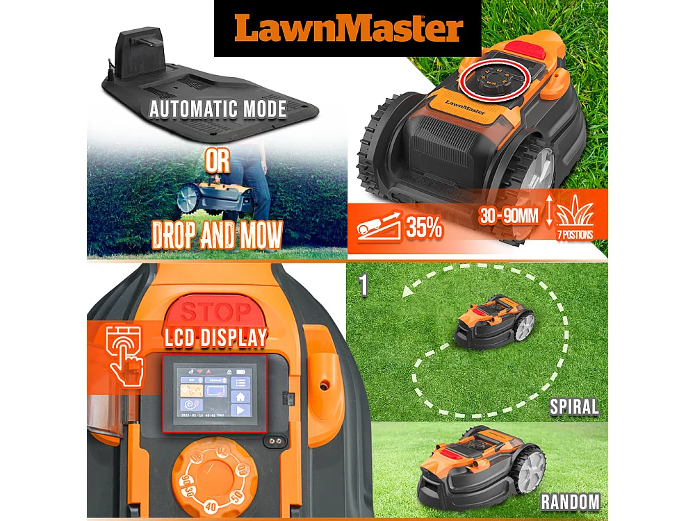 Robot tondeuse autonome Lawn Master VBRM20D - 24V - 800 m² - Sans fil périmétrique