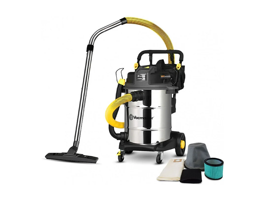 Aspirateur eau et poussières Vacmaster Professional 1600 W, 50 L, inox, 23 kPa avec soufflerie et vidange de la cuve