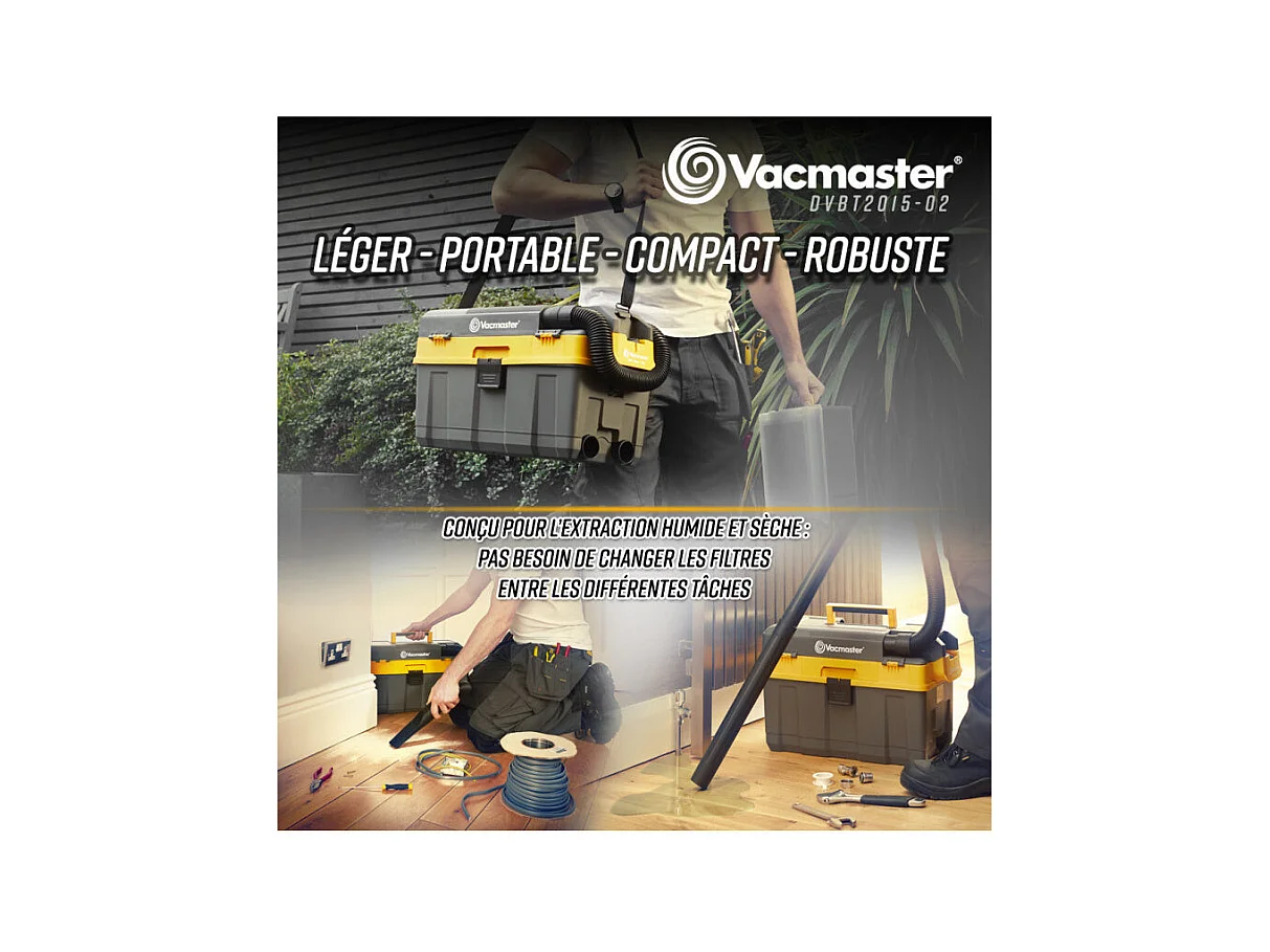 Aspirateur eau et poussières rechargeable 20V avec fonction soufflerie - Vacmaster Professional