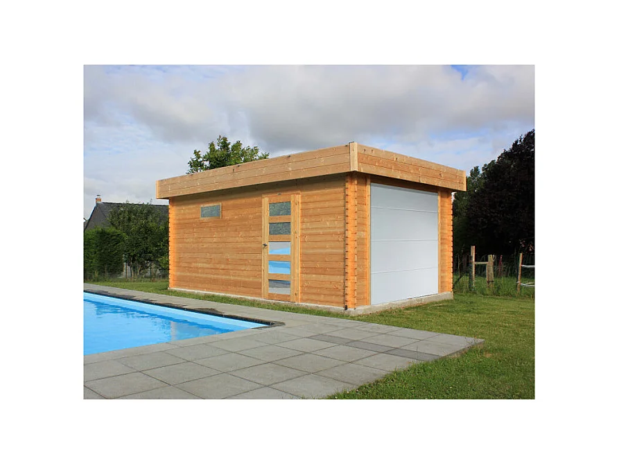 Garage MODERN 3580 x 5380 mm - 40 mm, Sapin du Nord Certifié FSC Mixte