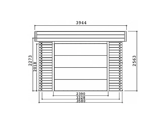 Garage MODERN 3580 x 5380 mm - 40 mm, Sapin du Nord Certifié FSC Mixte