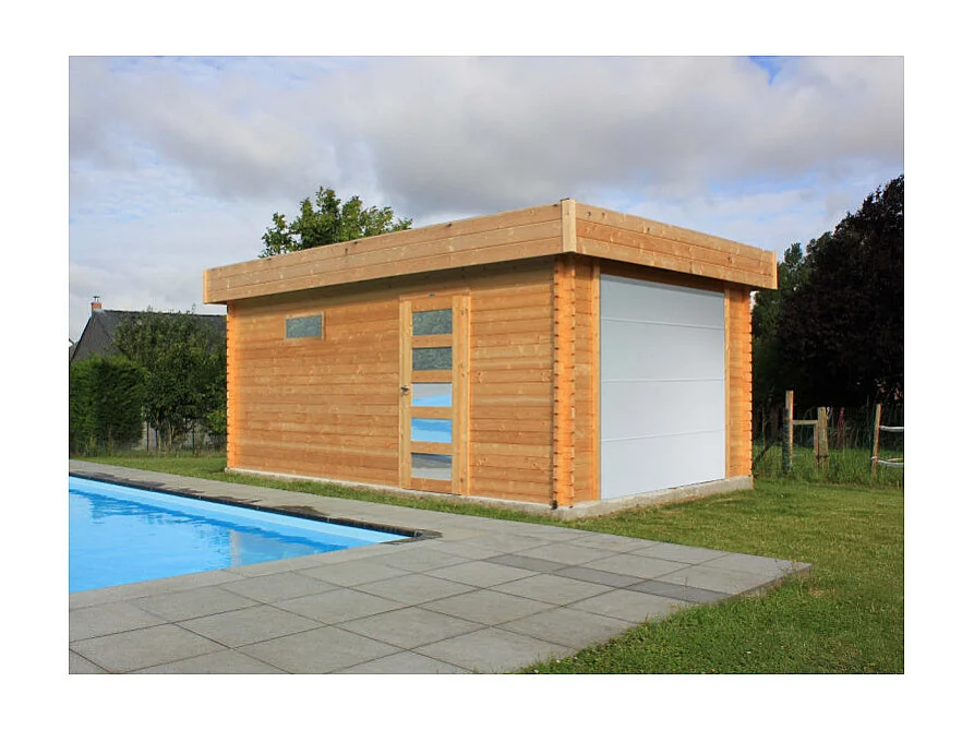 Garage MODERN 3580 x 5380 mm - 40 mm, Sapin du Nord Certifié FSC Mixte