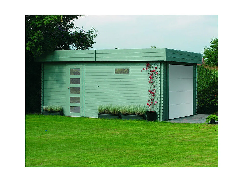 Garage MODERN 3580 x 5380 mm - 40 mm, Sapin du Nord Certifié FSC Mixte