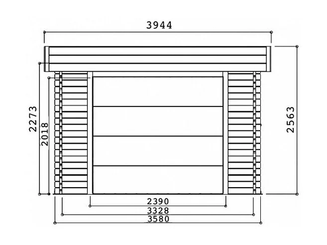 Garage MODERN 3580 x 5380 mm - 40 mm, Sapin du Nord Certifié FSC Mixte
