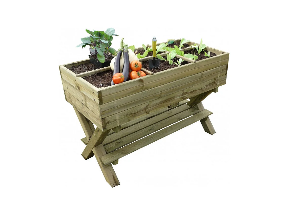 Potager sur pieds 1200 x 600 x 900 mm avec croisillons, g√©otextile et tablette - Solid