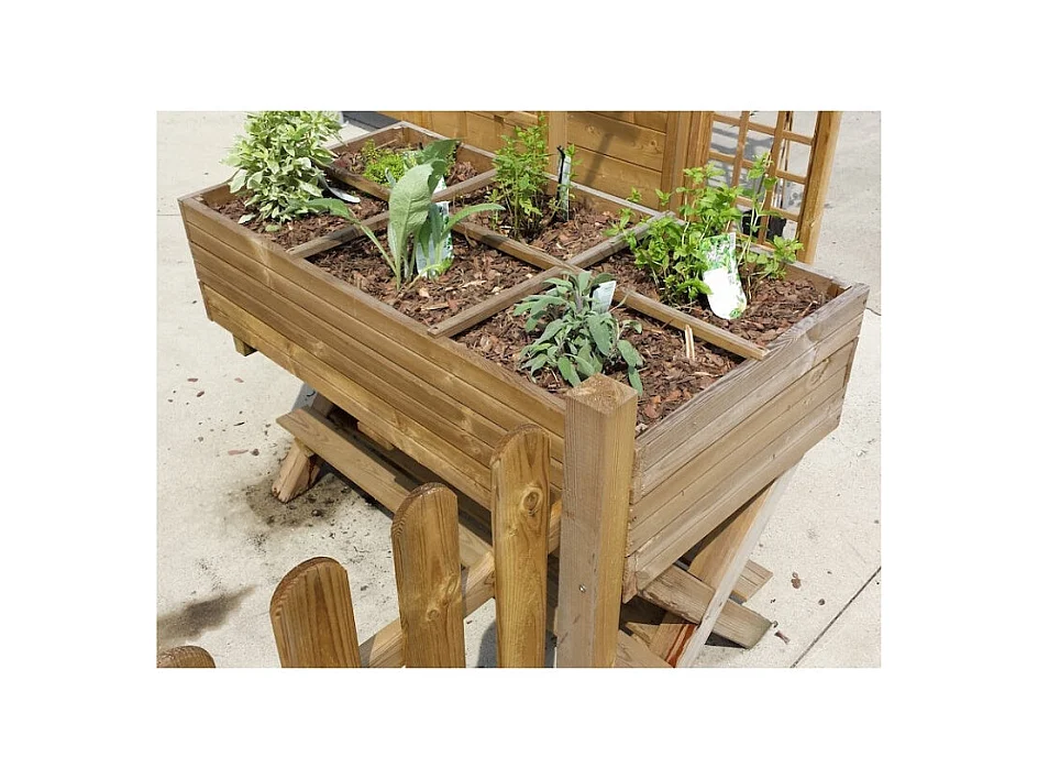 Potager sur pieds 1200 x 600 x 900 mm avec croisillons, g√©otextile et tablette - Solid