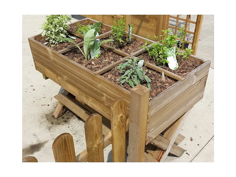 Potager sur pieds 1200 x 600 x 900 mm avec croisillons, g√©otextile et tablette - Solid