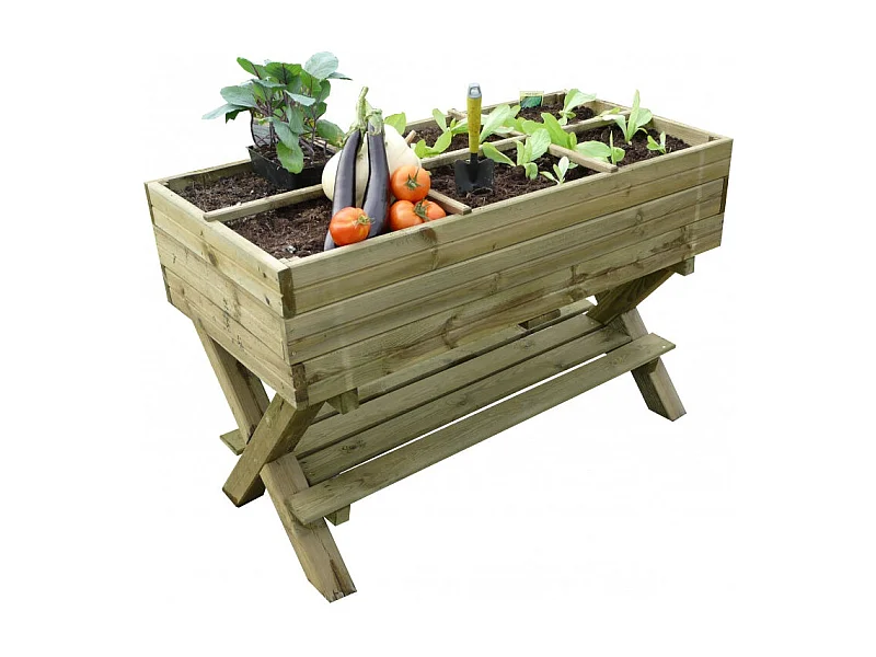 Potager sur pieds 1200 x 600 x 900 mm avec croisillons, g√©otextile et tablette - Solid