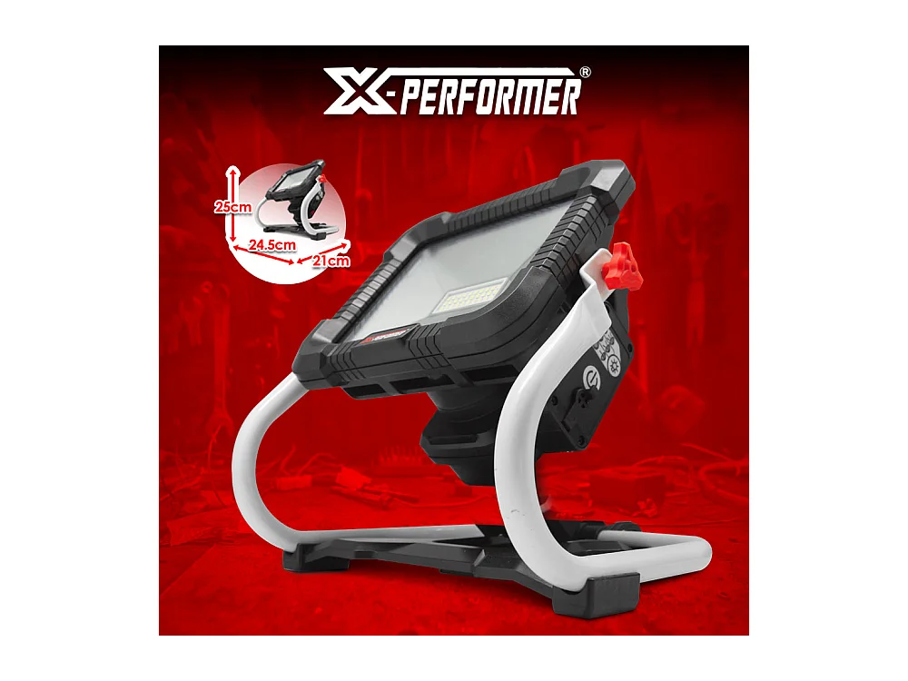 Projecteur LED de chantier 20V X-Performer avec batterie 2Ah et chargeur rapide 1H