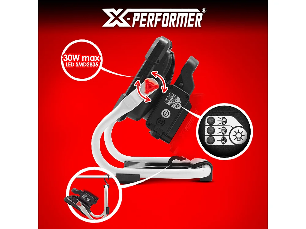 Projecteur LED de chantier 20V X-Performer avec batterie 2Ah et chargeur rapide 1H