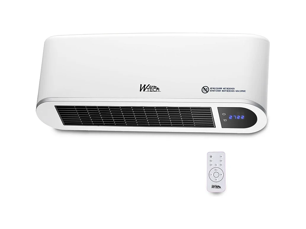 Radiateur céramique mural 2000 W avec télécommande et timer – Blanc