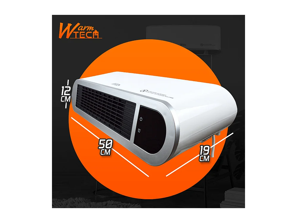 Radiateur céramique mural 2000 W avec télécommande et timer – Blanc