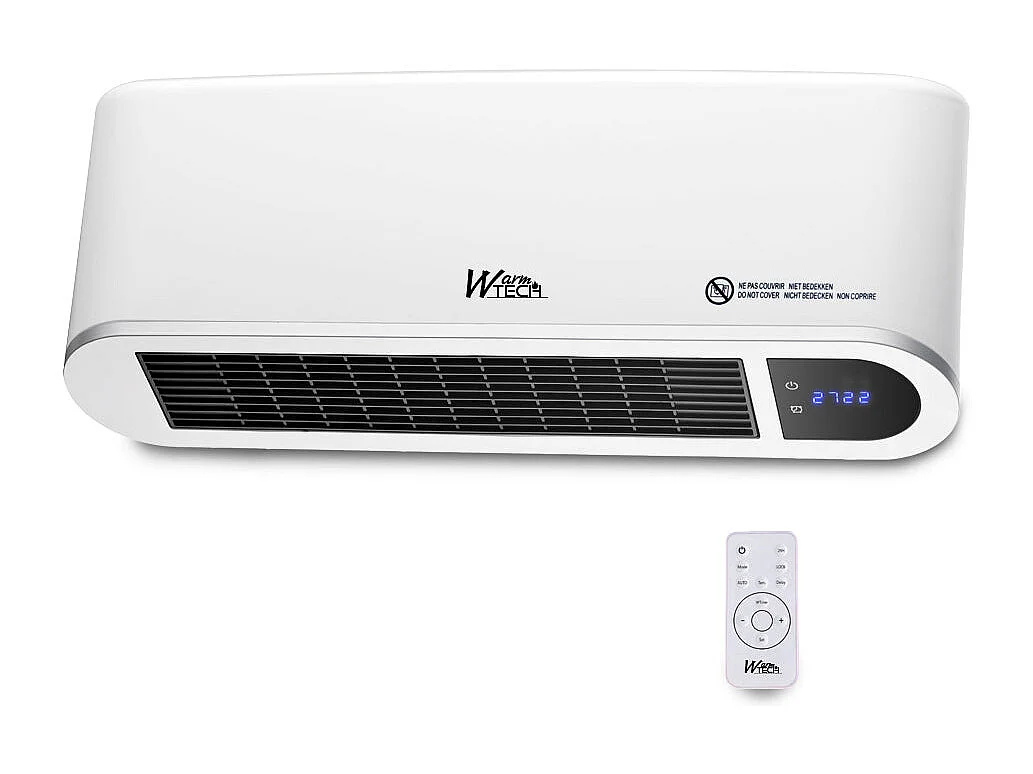 Keramische wandradiator 2000 W met afstandsbediening en timer - Wit
