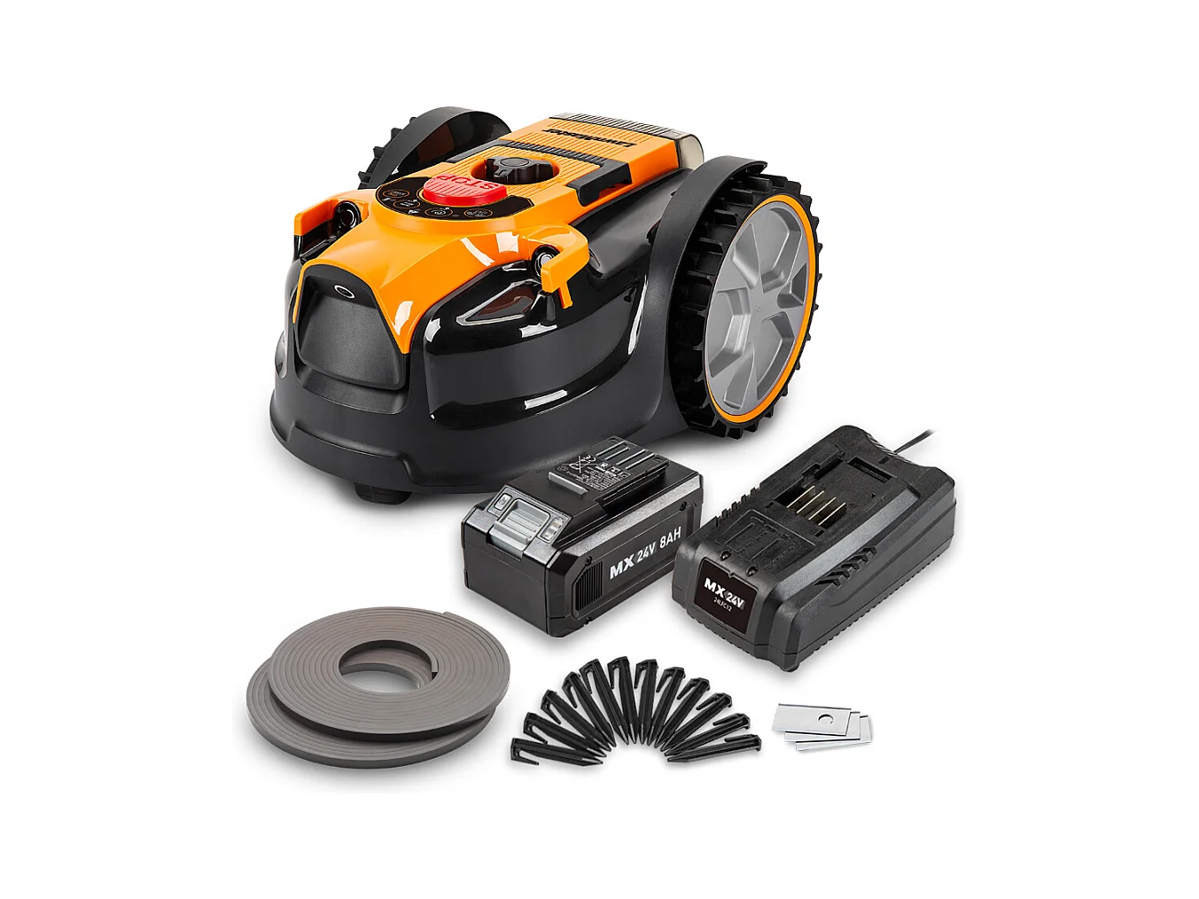 Robotmaaier zonder omtrekdraad 24V 8Ah voor 500 m² met camera en ultrasone technologie