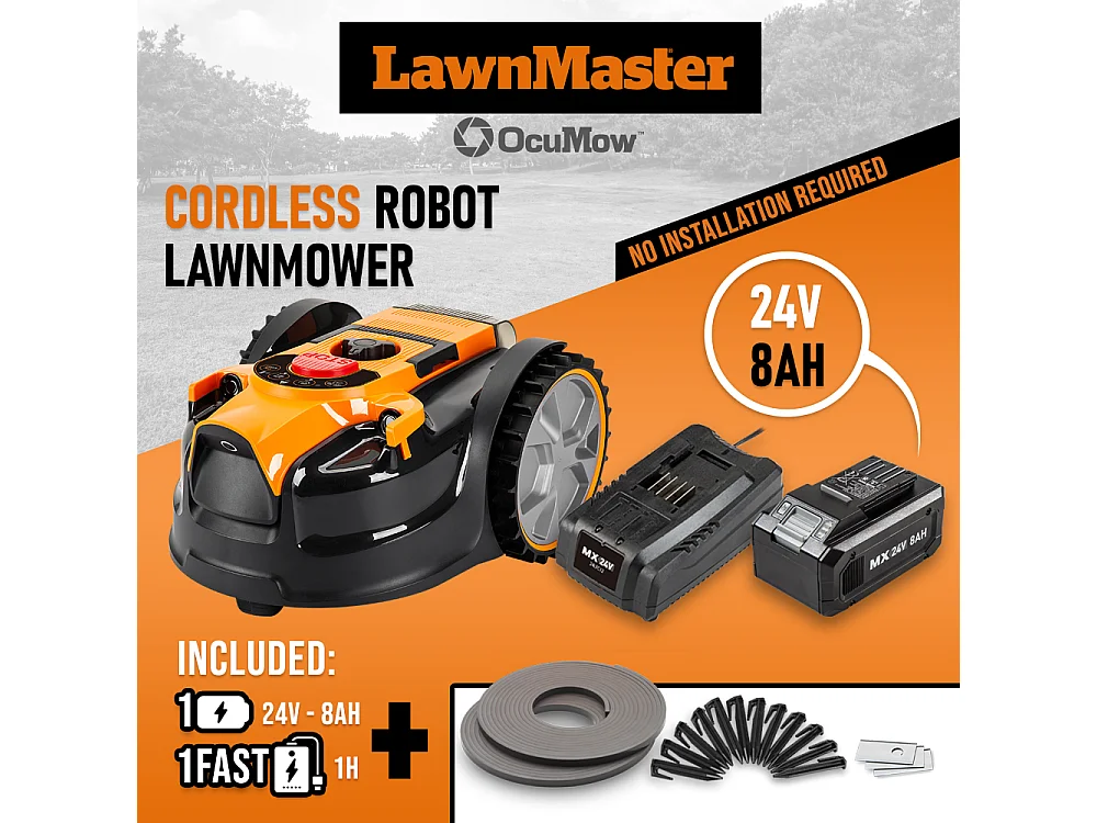 Robot tondeuse autonome 24V - 8Ah sans fil périmétrique - Le robot le plus simple du marché