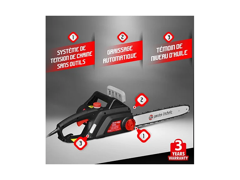 Tronçonneuse électrique Elem Garden Technic - 2000 W - Guide 40 cm - Longueur de coupe 355 mm