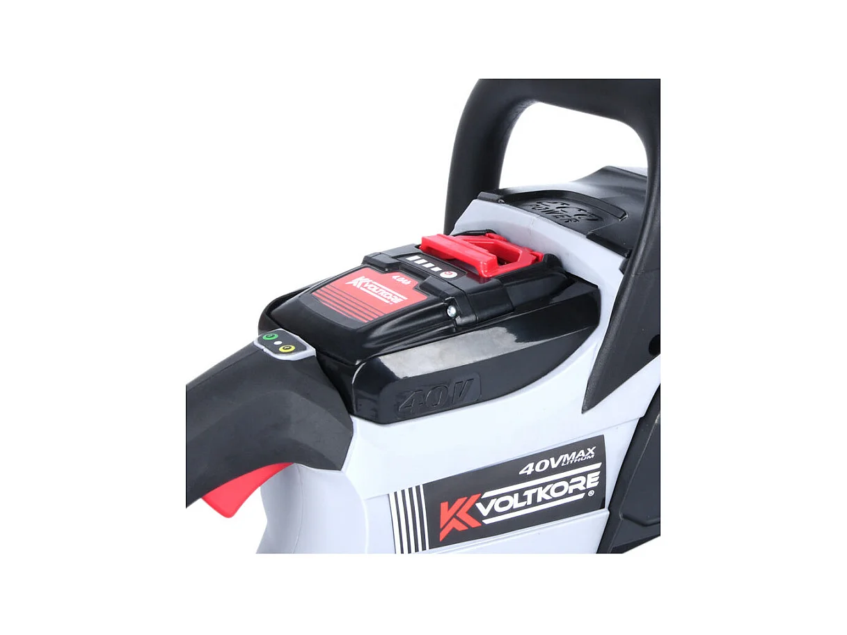 Tronçonneuse sur batterie VOLTKORE 40 V avec batterie 4 Ah et chargeur - Guide Oregon 356 mm