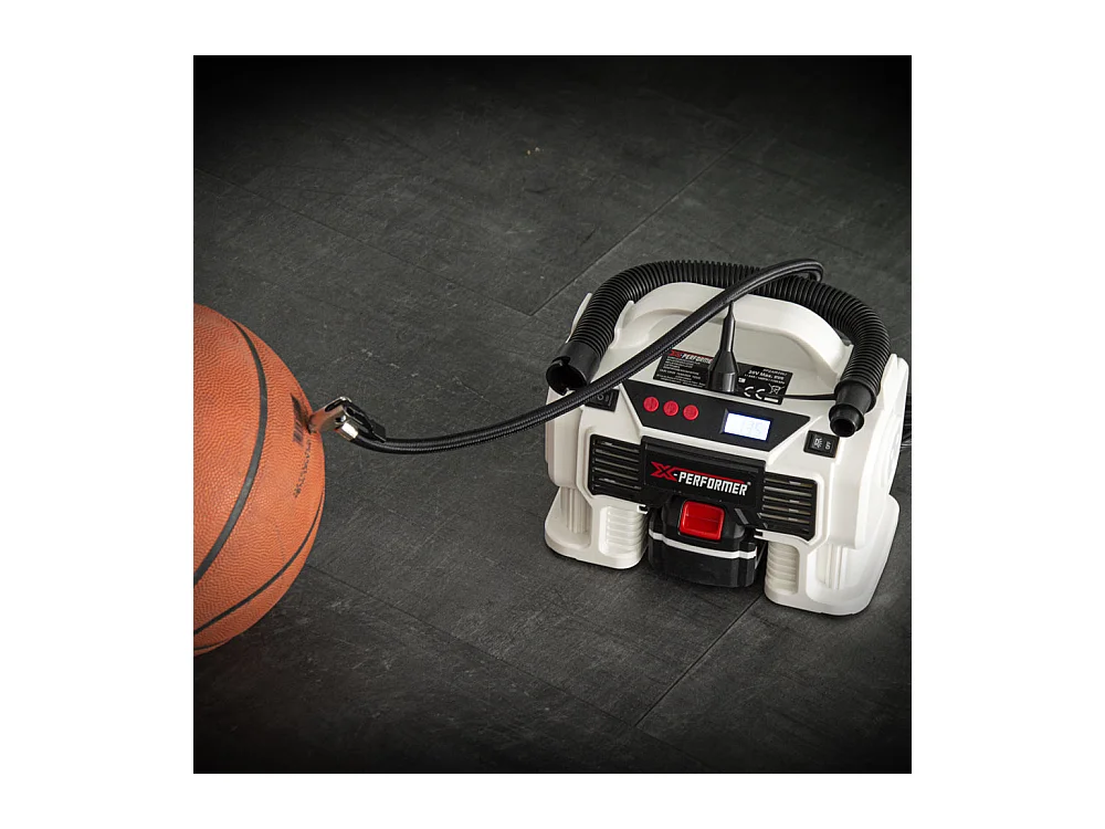 Compresseur rechargeable X-Performer 20V – 11 bars – Écran digital – LED – Avec batterie 4Ah et chargeur rapide 2H