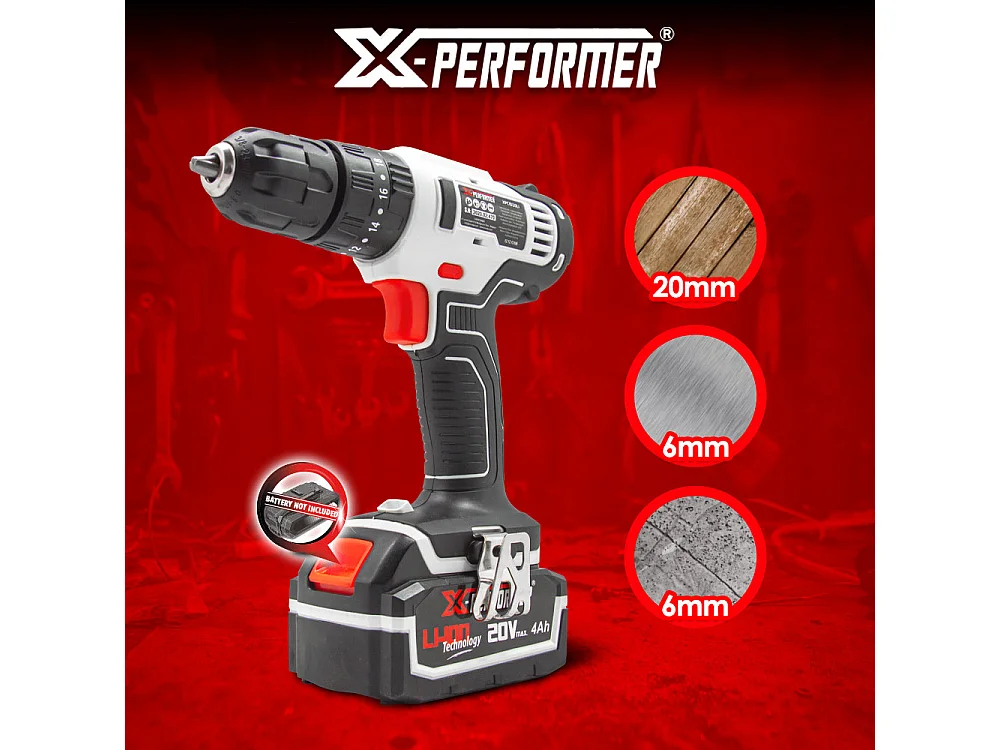 Perceuse-boormachine met klopfunctie 20V X-Performer - 10 mm boorkop - Zonder batterij