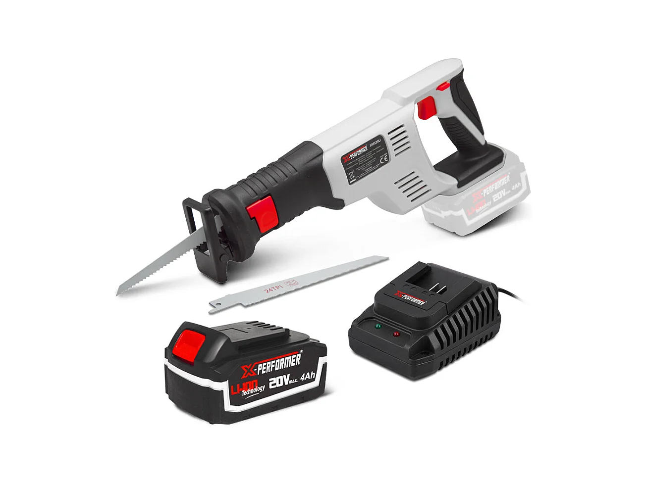 Scie sabre sans fil X-Performer 20V avec batterie 4Ah et chargeur rapide 2H