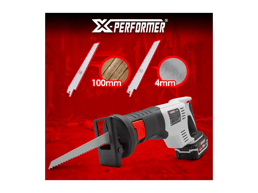 Scie sabre sans fil X-Performer 20V avec batterie 4Ah et chargeur rapide 2H