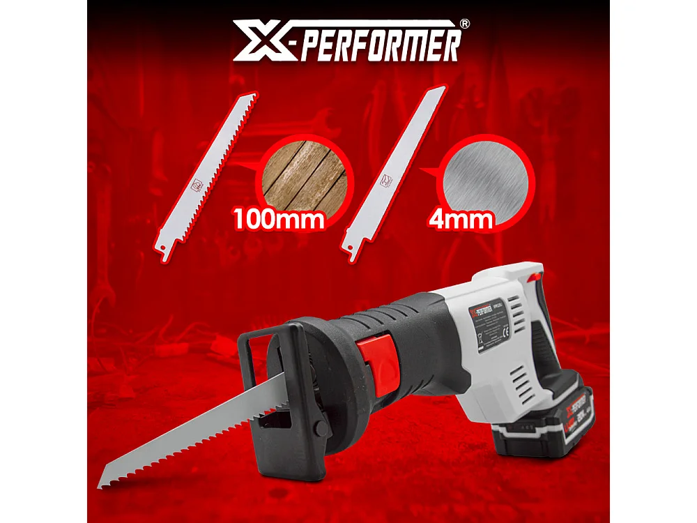 Scie sabre sans fil X-Performer 20V avec batterie 4Ah et chargeur rapide 2H