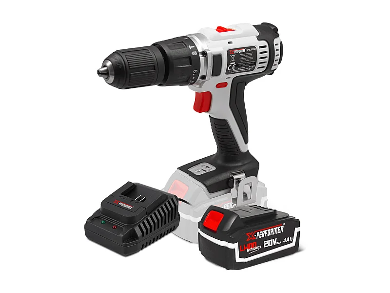Perceuse visseuse à percussion 20V – 13 mm – avec batterie 4Ah et chargeur rapide 2H – X-Performer