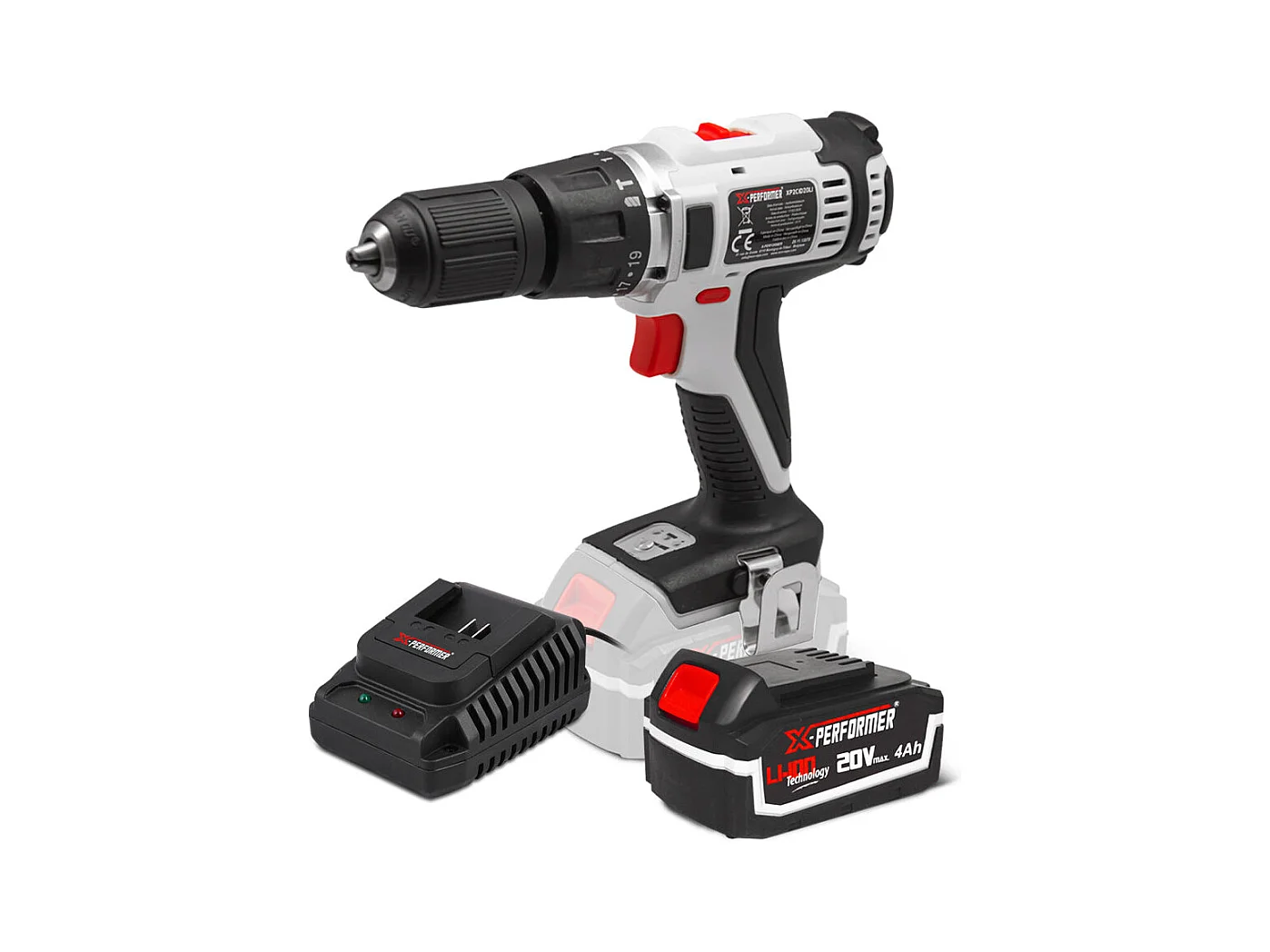 Perceuse-boorschroevendraaier 20V - 13 mm - met 4Ah batterij en 2H snellader - X-Performer