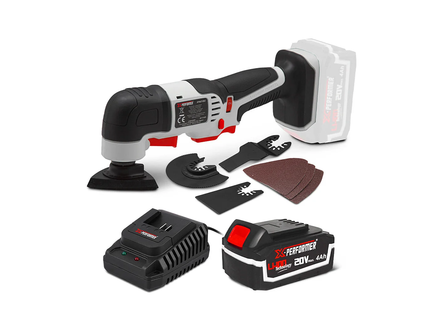 Outil multifonctions sans fil 20V X-Performer avec batterie 4Ah et chargeur rapide 2H