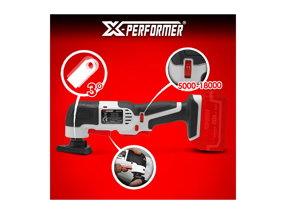 Outil multifonctions sans fil 20V X-Performer avec batterie 4Ah et chargeur rapide 2H