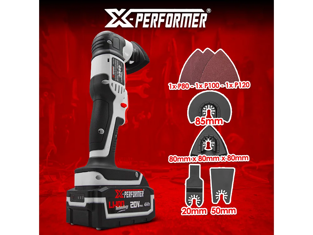 Outil multifonctions sans fil 20V X-Performer avec batterie 4Ah et chargeur rapide 2H