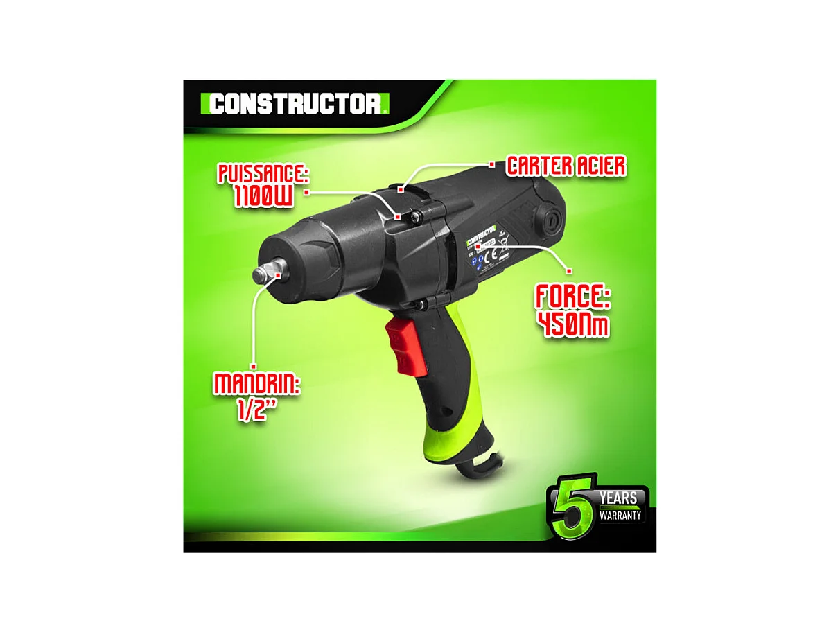 Boulonneuse à chocs Constructor 1100 W - 450 Nm