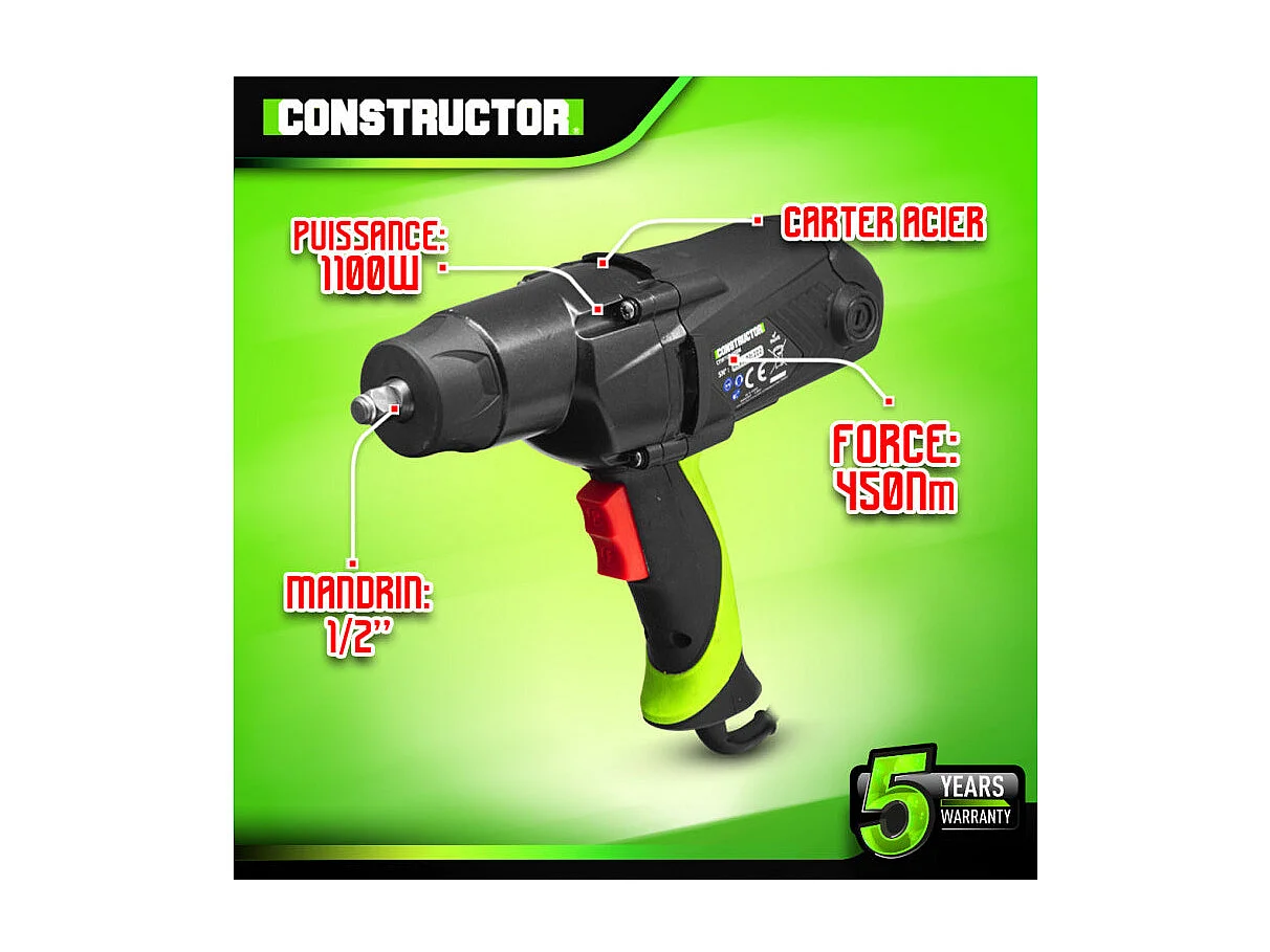 Boulonneuse à chocs Constructor 1100 W - 450 Nm