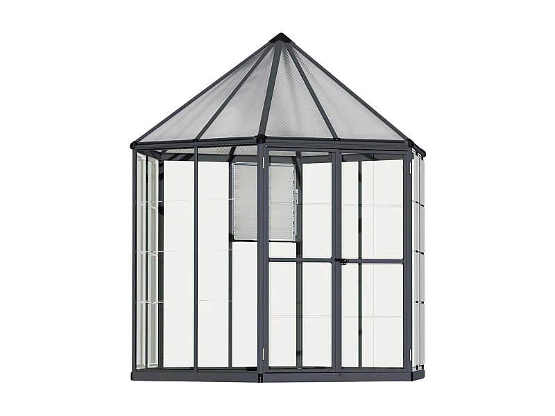 Serre de jardin hexagonale en aluminium et polycarbonate Oasis 4m²