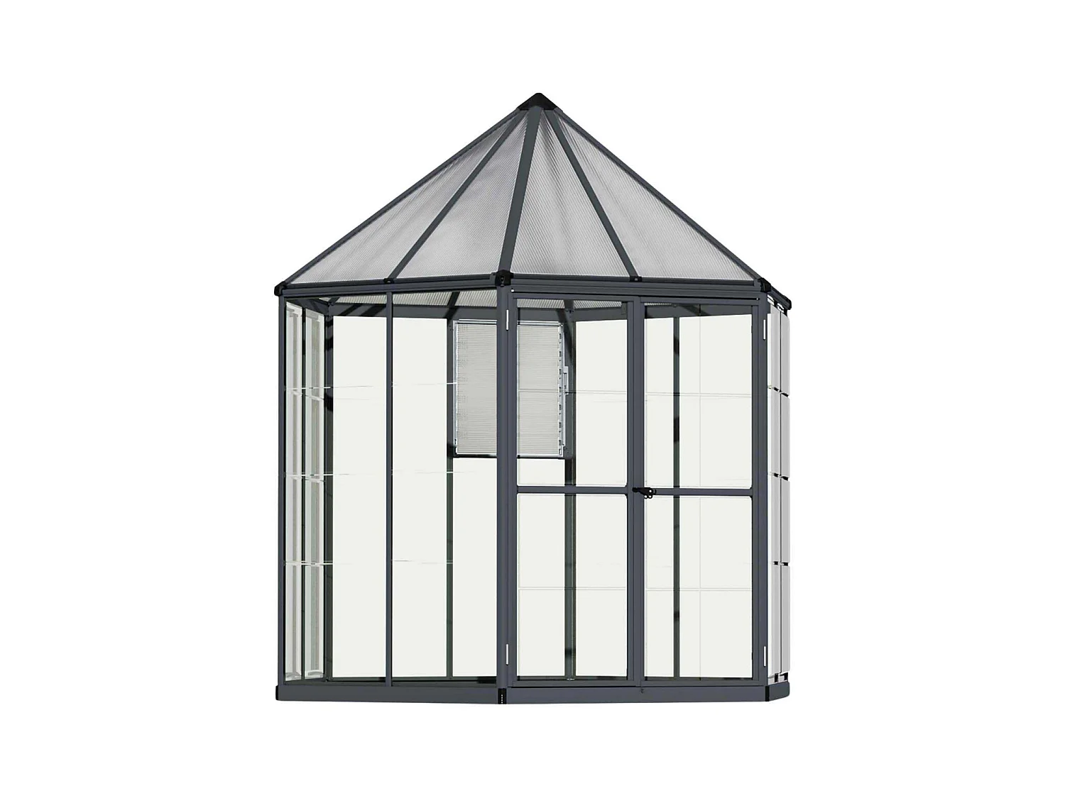 Serre de jardin hexagonale en aluminium et polycarbonate Oasis 4m²